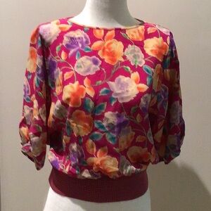 Emanuel Ungaro Silk Pink Orange Boxy 3/4 Sleeve Blouse